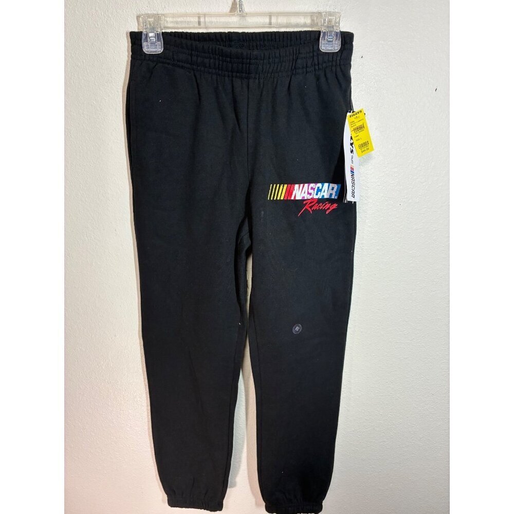 NWT Nascar Joggers Sweatpants Athletic Casual Loungewear Black Youth Size Large